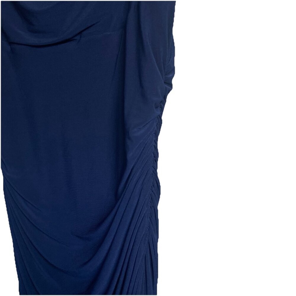 Lauren Ralph Lauren Sz 12 Dress Blue Cowl Neck Cocktail Elegant Office Stretch - Picture 4 of 10